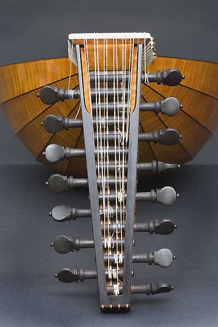 medieval lute with wooden tuners